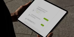 tablet displaying chatbot